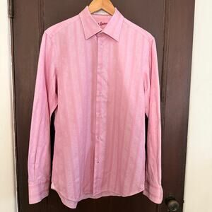 ROBERT GRAHAM | Pink Jacquard Sakura Cherry Blossom Flip Cuff Shirt Medium Long